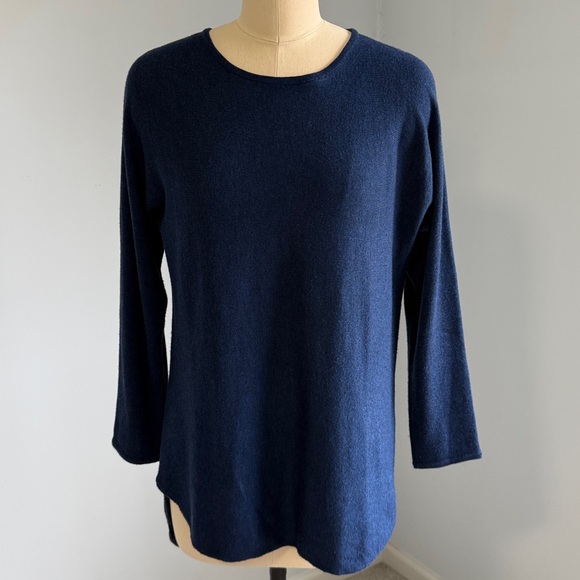 Joan Vass Tops - Joan Vass Navy Blue Long Sleeve Tunic Sweater SZM